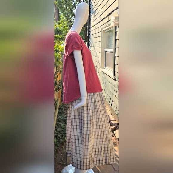 Maiwa Woven Cotton Long Skirt. White, Grey And Red. Paper Bag Waist Lg - Picture 5 of 12